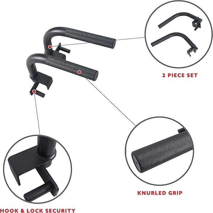 Sunny Health & Fitness Power Cage Squat Rack Upgrade Attachments, Dip Bar, Plate Bar Holder, Belt Squat, J Hook, Lat, Adapter, U Ring, Pull Up Bar, Landmine, Captain's Chair, Tricep Rope For Home Gym