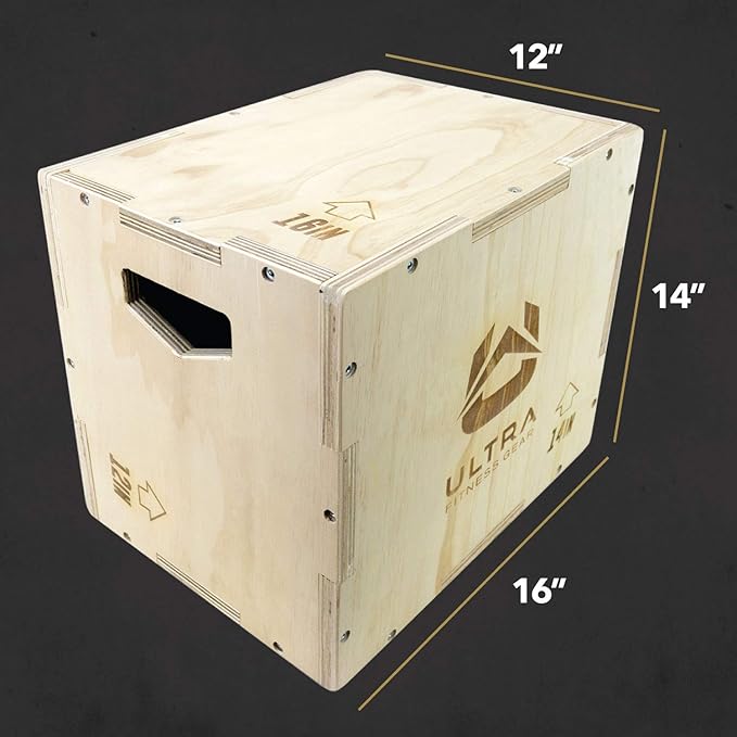 Wooden Plyo Box, 31 Plyometric Jump Training Squat, Step Up, Jumps & More Workout Size S, M, L, XL
