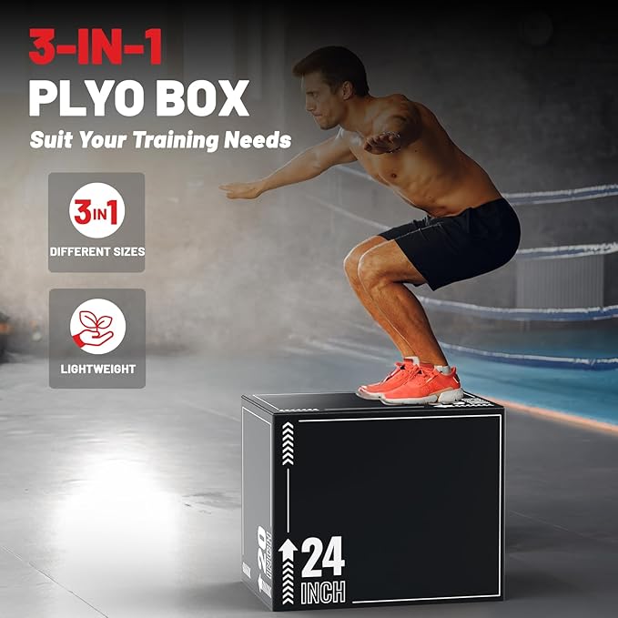 papababe 3-in-1 Plyometric Box Multi-use Jumping Exercise Equipment Trainer with Anti Slip Surface and High Density Foam for Workout Training