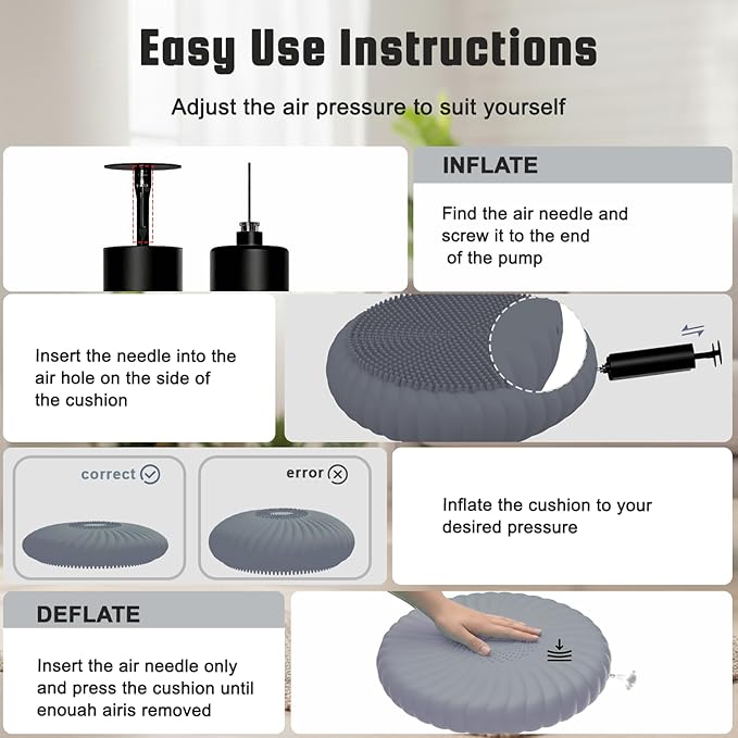 Wobble Cushion Core Balance Disc, Wiggle Seat for Sensory Kids to Stay Focused, Non-slip Balance Pads with Inflation Pump for Physical Therapy & Core Strength