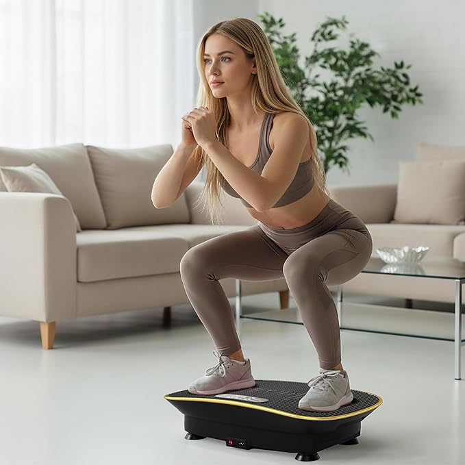 GYMAX Vibration Plate Exercise Machine, Vibration Plate with 10-Level Intensity, LED Display & Remote Control, Body Vibrating Plates Stand Shaking Platform Fat Burning Machine