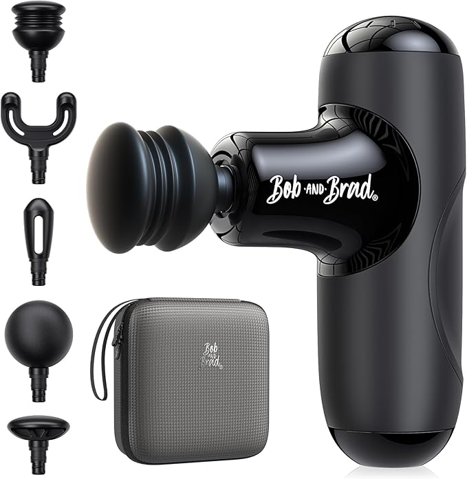 BOB AND BRAD Q2 Mini Massage Gun, Pocket-Sized Deep Tissue Massager Gun, Portable Percussion Muscle Massager Gun, Ultra Small & Quiet Muscle Massage Gun for Muscle Recovery with Carry Case