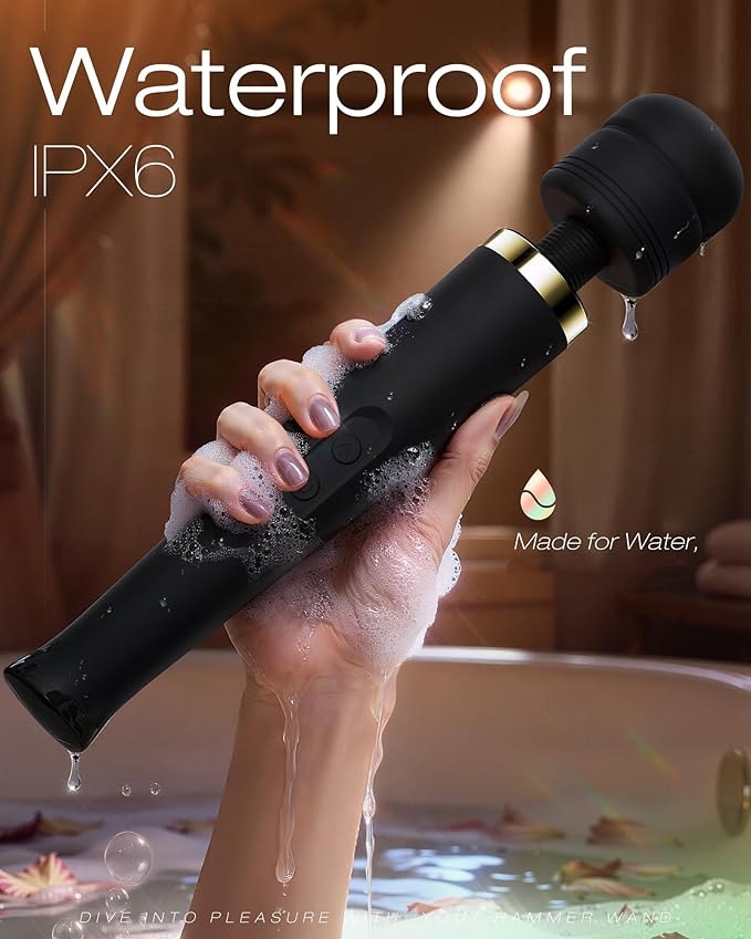 Premium Personal Massagers Woman - Toendi Advanced AI-Sync App Massager, Waterproof Body Massager with 8 Speeds & 5 Modes, 360° Head Massager Muslce Massage Tools, Massagers for Women Men, Black
