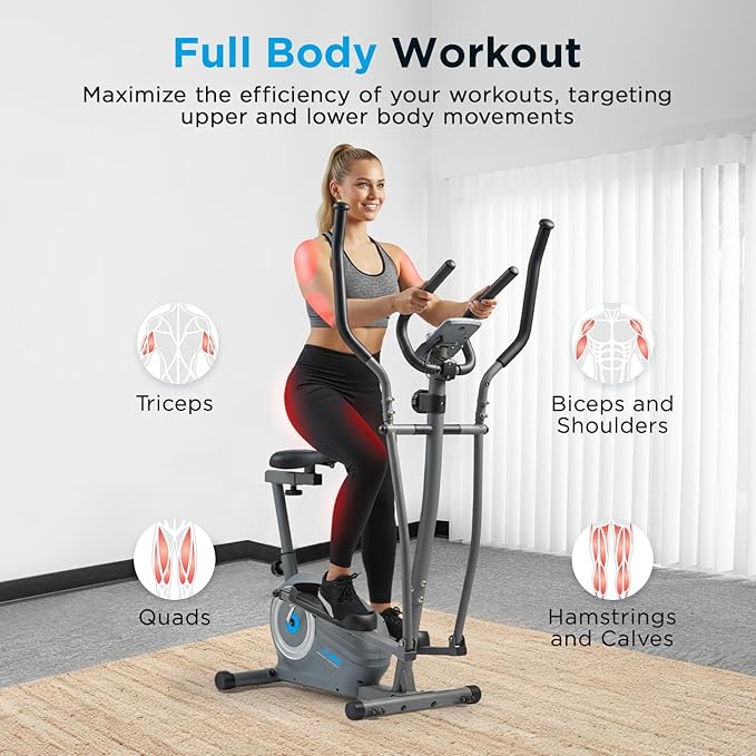 JLL Smart Upright Elliptical & Full-Body Cross Trainer – Compact, Low-Impact Cardio Machine for Home, Arm & Leg Workout, Whisper-Quiet, Heart Rate Monitor, Bluetooth with Fit App, Magnetic Resistance