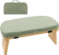 Folding Meditation Bench, Bamboo Kneeling Stool with Cushion, Portable Meditation Chair, Yoga Stool, Yoga Bench, Zen Practice, Comfortable Kneeling Chair, 16.9x7.5x7.1in (Green)