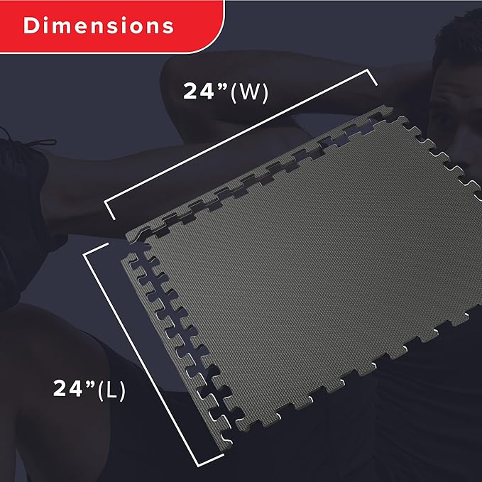 We Sell Mats 3/8" Thick Multipurpose EVA Foam Exercise Floor Mat, Interlocking Tiles, Anti-Fatigue for Home or Gym