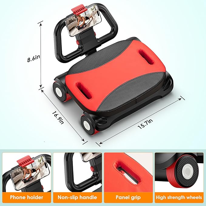 FIAMERMOR 2025 AB Roller Wheel - 4 wheel elbow support abdominal wheel automatic rebound abdominal fat burning weight loss core training equipment home/gym