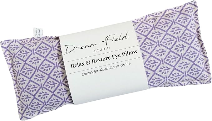 Organic Lavender Eye Pillow – Handcrafted Weighted Aromatherapy Pillow for Yoga, Meditation & Relaxation – Cotton, Flax Seed Filling, Warm or Cool Comfort, Woman-Owned Small Business -Tiny Buds