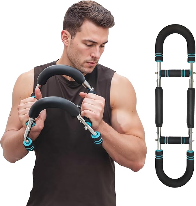 Adjustable Twister Arm Trainer, Chest Workout Equipment & Arm Trainer for Men & Women, 5-Level Resistance Home Gym Strength Training Device with Anti-Slip Grip and Steel Power Rods