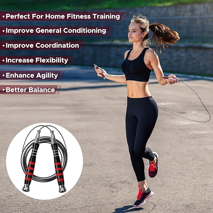 Speed Weighted Jump Rope with Secure Lock Mechanism, 360° Smooth Swivel, Non-Slip Matte Textured Handles, Features 2 Performance Cords for Effective Fitness Workouts
