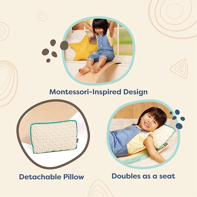 B. toys – Teeter Toddler – Kids Wobble Balance Board & Chair – Furniture For Toddlers – Montessori – Inspired Design – Detachable Pillow – 3+ Years