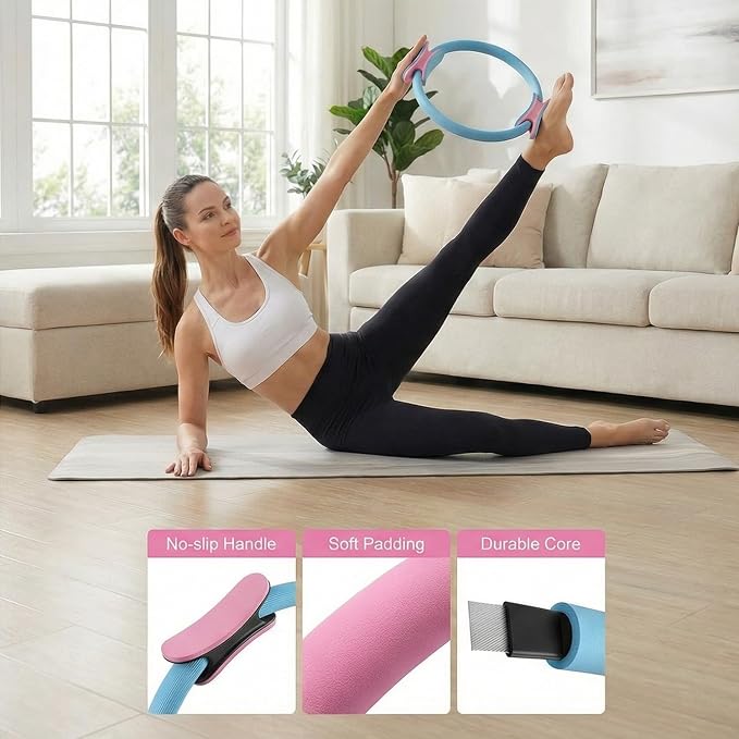 Pilates Ring Kit for Women, Pilates Equipment, Resistance Bands, Home Magic Circle Workout with Pilates Ball and Ring Set, Pilates Essentials Starter Set for Beginners Toning Shape Full Body