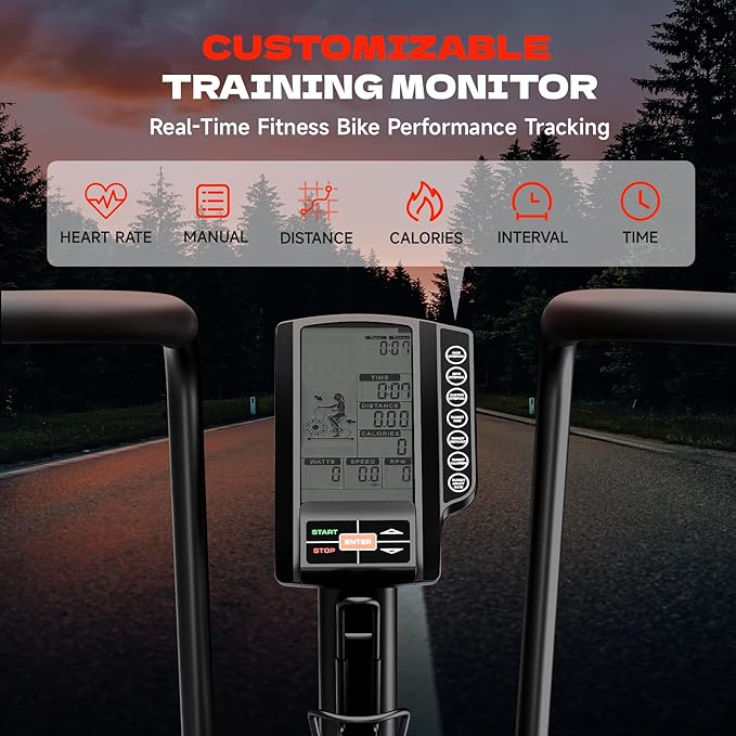Exercise Bike | Magnetic & Air Resistance Exercise Bike | Adjustable Dual-Action Handlebars | APP-Connected Home Cardio Equipment