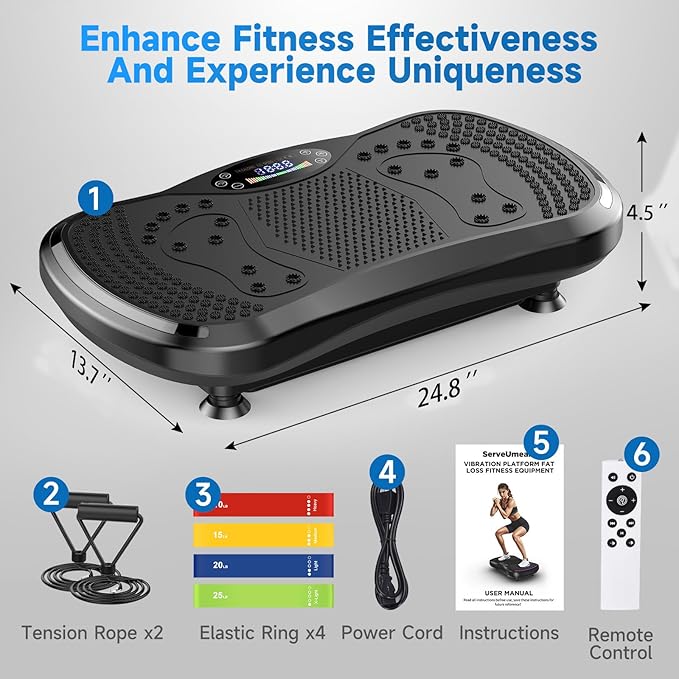 Vibration Plate Exercise Machine for Lymphatic Drainage, Vibration Machine for Full-Body Weight Loss Shaping, Vibrate Fitness Platform 400 Lbs & 200 Adjustable Speeds for Women Men Home