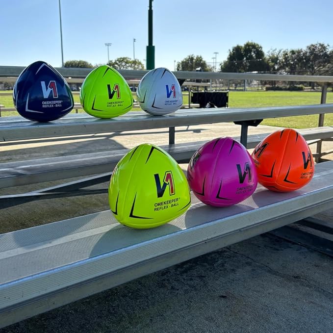 ONEKEEPER Soccer Reflex & Reaction Ball - White, Orange, Blue, Pink, and Fluo Yellow, Agility and Coordination Training for Kids and Juniors (Pump Not Included)
