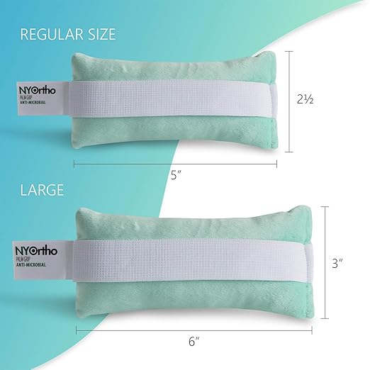 NYOrtho Hand Contracture Cushion 6" x 3" - 2-Pack Palm Grips for Stroke Recovery & Orthopedic Support - Latex-Free, Odor-Control, Sweat-Resistant, Machine Washable Palm Protector with Elastic Strap