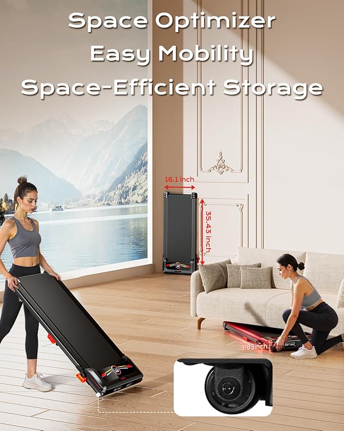 Walking Pad, Treadmill with Incline, 10% Under Desk Treadmill, EAGLOG 2.5HP Portable Treadmills for Home Small Women, Running Machine with Remote Control, 330lbs Capacity