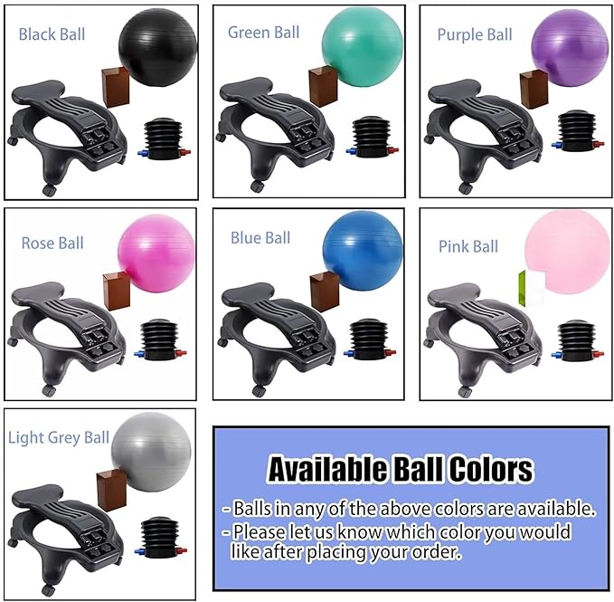 Yoga Ball Chair,Yoga Ball，Exercise Ball, Yoga Ball Chair Extra Thick Yoga Ball Seat for Office Ergonomic Fitness Ball Chair with Wheels & Back Support Stability Desk Ball
