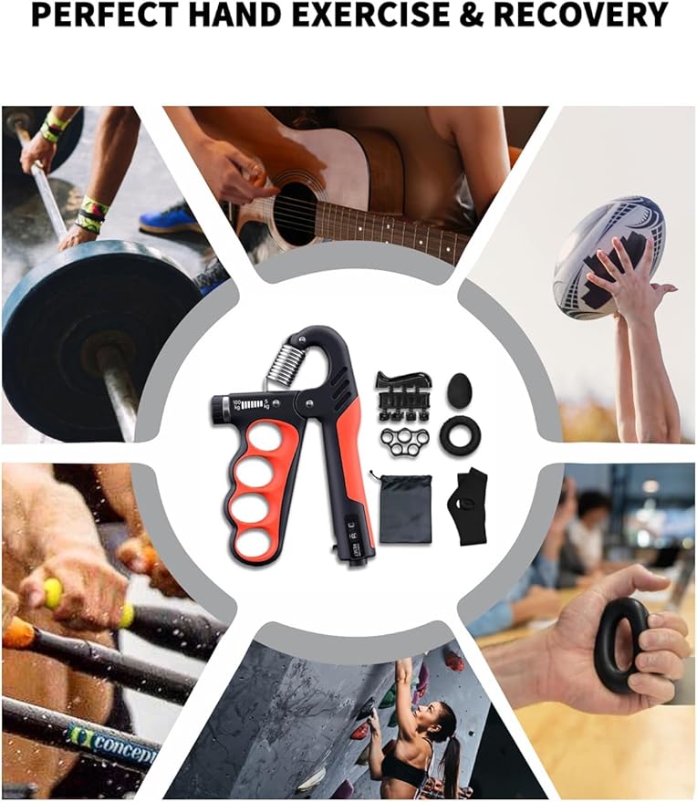 ProGrip Strength Trainer with Auto-Count & Wide Adjustment (11-220 LBS) –Hand Strengthener Kit for Home Gym, Forearm Building & Recovery Training