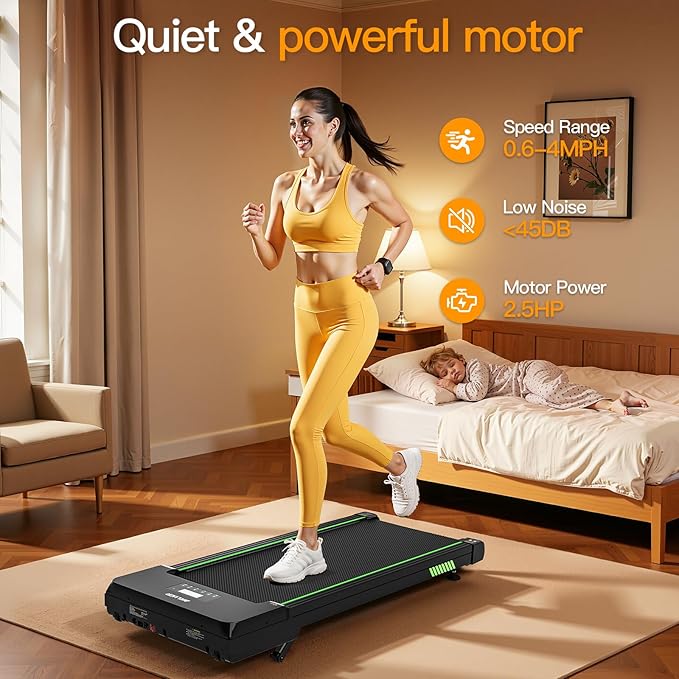 Akluer Walking Pad Treadmill, Portable Under Desk Treadmill 330lbs Capacity, Compact Treadmills Mini Walking Pad, 2.5HP Portable Treadmills with Remote Control, for Home Office Small Space