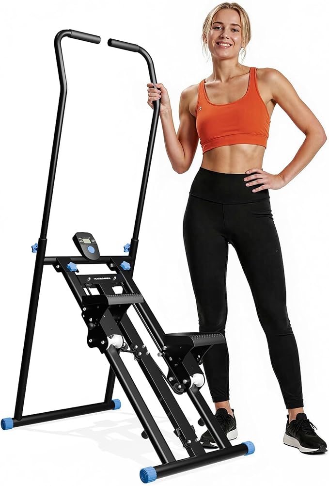 Stair Stepper with Resistance, Home Gym Stair Stepper, Folding Vertical Climber Cardio Exercise Machine, Stair Climber for Full Body Workout with Noise-Free Experience, Adjustable Handlebar & Pedals