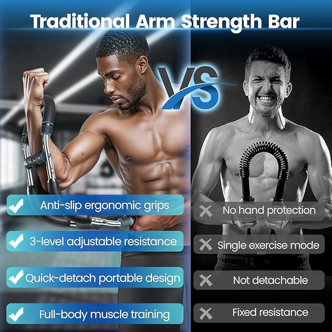 Chest Trainer for Men, Adjustable Chest Workout Equipment, Twister Arm Trainer Chest Workout Machine, Chest Exerciser Flex Bar, Upper Body Muscle Strength Training Device for Home Gym (U60-100lbs Kit)