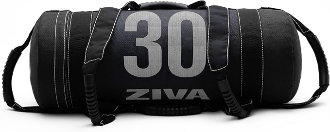 ZIVA Premium Power Core Sandbag - Elite Level Pre-Weighted Workout Bag, Commercial Grade Textured DuraLeather Shell, Reinforced Stitching Webbing, Ergonomic Handles | Home Gym Exercise - (10-50 lbs.)