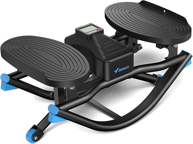 Merach Rocking Steppers for Exercise at Home,3D Motion Stair Stepper with Resistance Bands for Full Body Workout& Low-Impact Balance Board, 330 LBS Loading Capacity Exercise Equipment