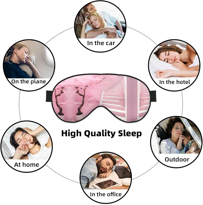 Cherry Blossom White Staircase Head-Mounted Double-Sided Light-Blocking Sleeping Eye mask to Protect Eyes and Relieve Eye Fatigue