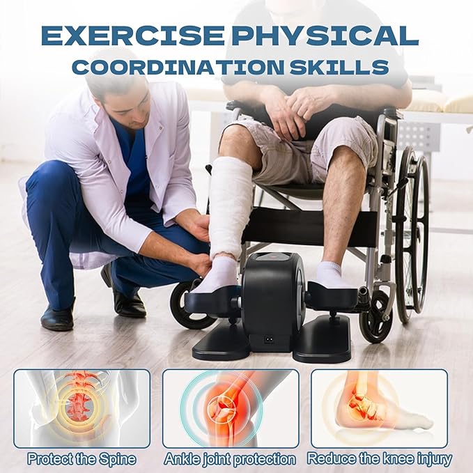 Under Desk Elliptical Machine, Portable Elliptical Ellipse Leg Exerciser for Seniors Quiet Electric Foot Pedal Exerciser for Home with Remote Control