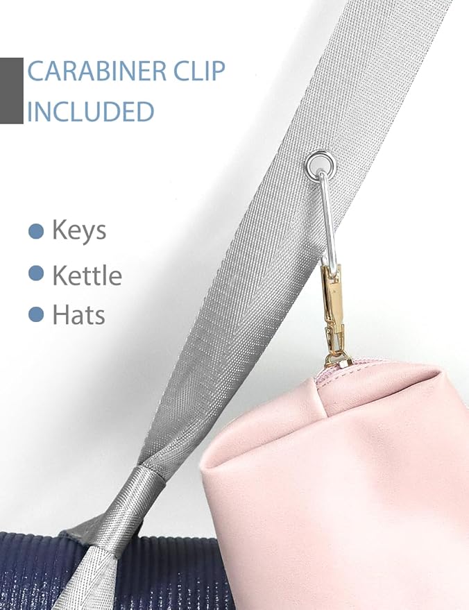 Yoga Mat Strap with Carabiner Clip, Adjustable Carrier for Yoga Mats, Silver Gray [MAT NOT Included]