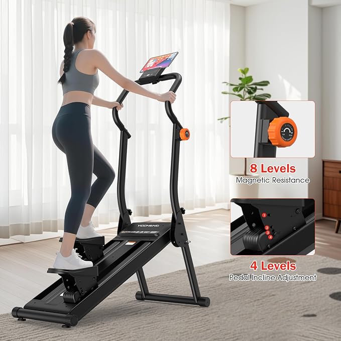 YCCHENG Magnetic Stair Stepper with 8-Level Adjustable Resistance,Stair Vertical Climber with Led Screen for Home Gym, Foldable Stairmaster Machine with 350LBS Capacity