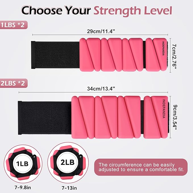 Wrist Ankle Weights for Women & Men, 2lbs/4lbs Adjustable Weighted Bangles to Boost Calorie Burn & Strength, Arm & Leg Weights for Pilates, Yoga, Walking, Barre, Gym & Home Workout
