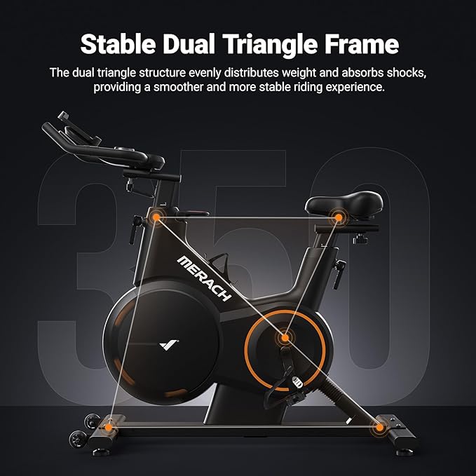Merach Exercise Bike with Incline & Decline, Stationary Bike for Home Gym Fitness, Automated Magnetic Resistance, Indoor Workout Bike with Self-Developed App, 350 lbs Weight Capacity