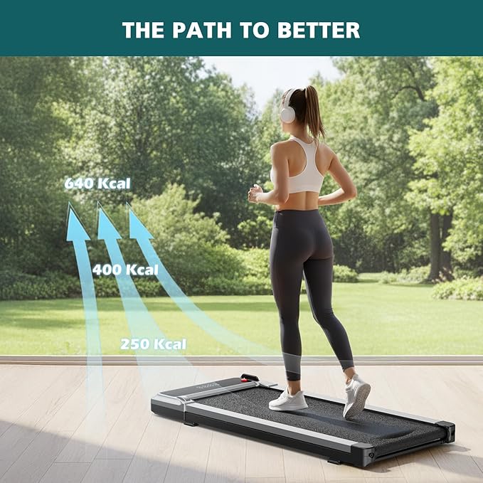 Smug Compact Armless Treadmill, Space Saving Design for Home & Office, Quiet Under Desk Walking Pad, 200 Lbs Capacity 3 in 1 Portable Walking Treadmill