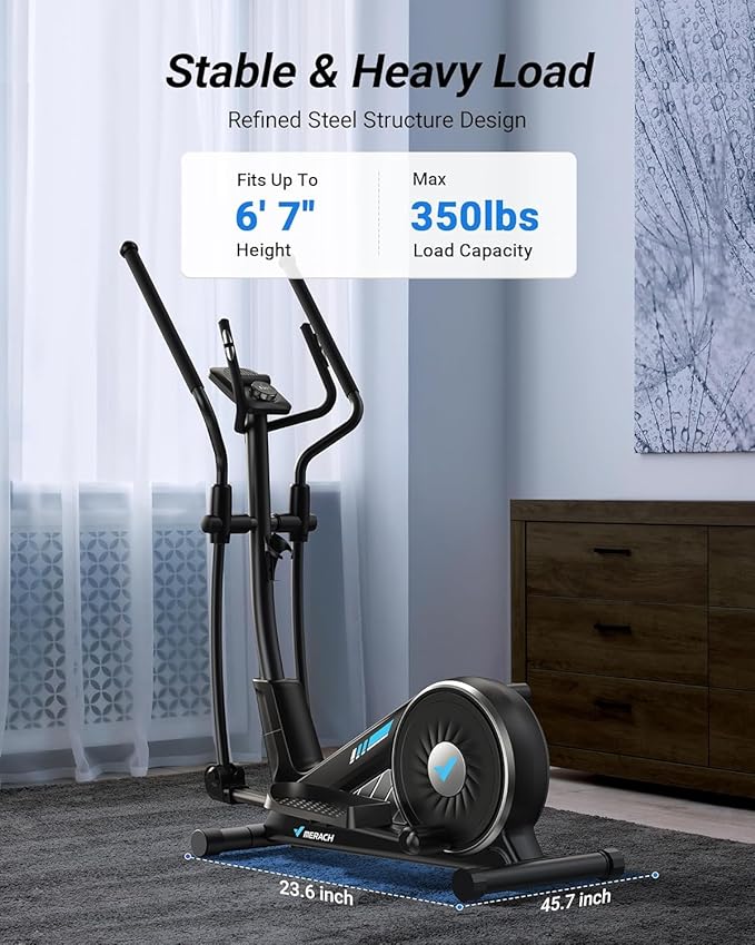 MERACH Elliptical Exercise Machine for Home Use, Elliptical Machine with Hyper-Quiet Magnetic Drive System, 16-Level Resistance Adjustment, 15.5IN Stride, 350LBS Loading Capacity, MERACH App