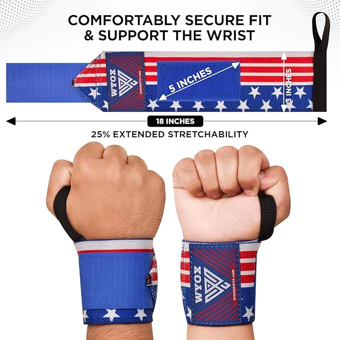 WYOX Wrist Wraps For Weight Lifting With Thumb Loop & power lifting Wrist Straps For Bench Press and Pushups Training Support and Protection Wrist Support for bodybuilding