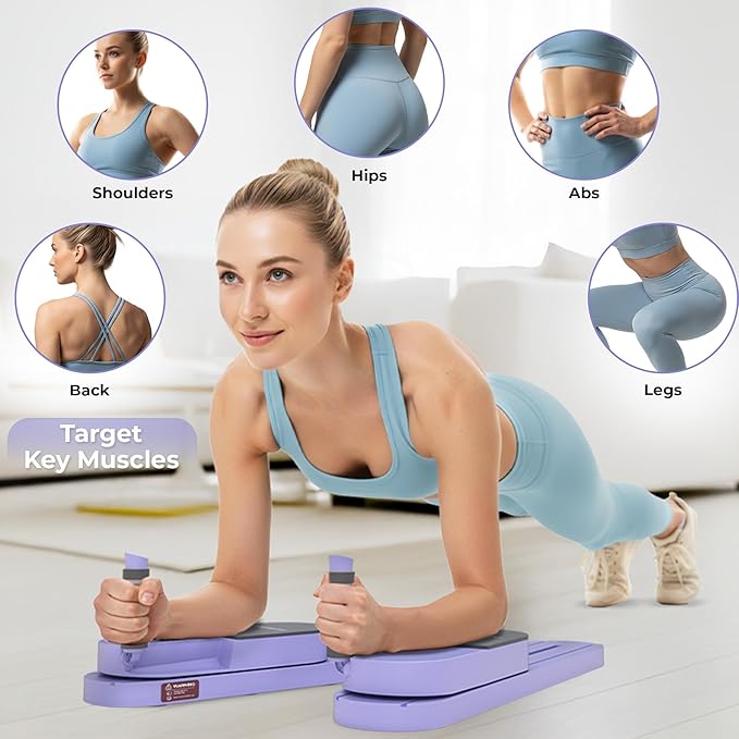 Portable Pilates Reformer Board for Home Workouts – Smooth, Full-Body Pilates Training with Resistance Bands, Door Anchors & Workout Guide