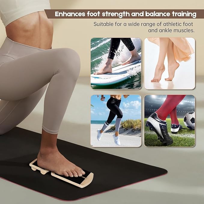 Wooden ankle balance board, safe and non-slip, small strength training device, helps to enhance stability, balance and core muscle strength
