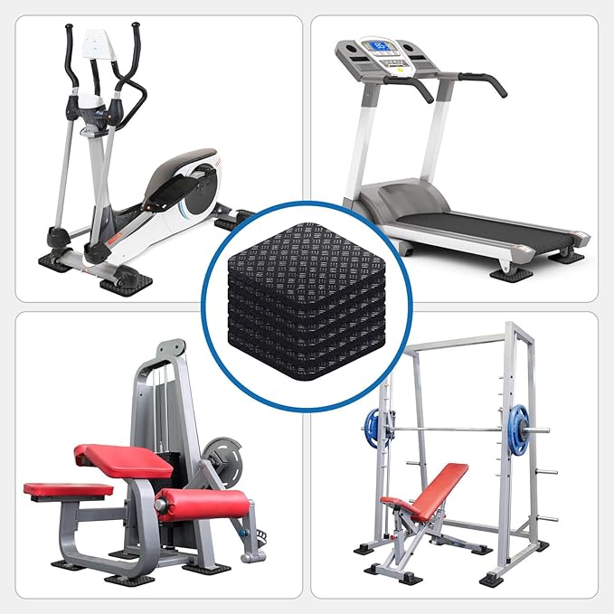 Treadmill Mat Pads 4PCS- Double-Sided Non-Slip - Anti Vibration Mat for Treadmill, Walking Pad, Exercise Bike - Hardwood Floors Protection