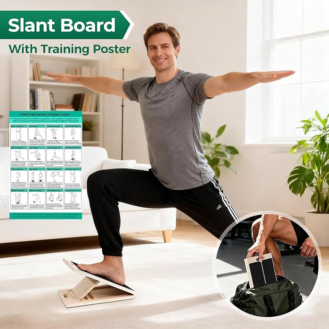 Slant Board for Calf Stretching, Wooden Slant Boards for Exercise, 300 Lbs Weight Capacity Squat Wedge, Premium Calf Stretcher, Physical Therapy Equipment for Rehab & Strength Training