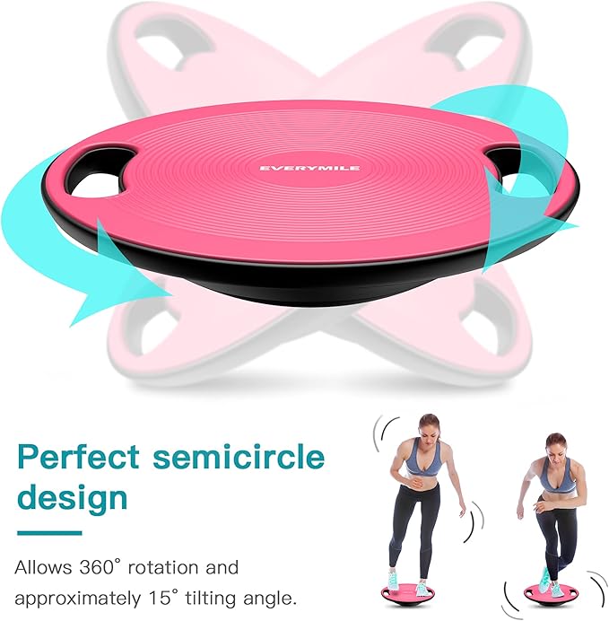 EVERYMILE Wobble Balance Board, Exercise Balance Stability Trainer Portable Balance Board with Handle for Workout Core Trainer Physical Therapy & Gym No-Skid Surface