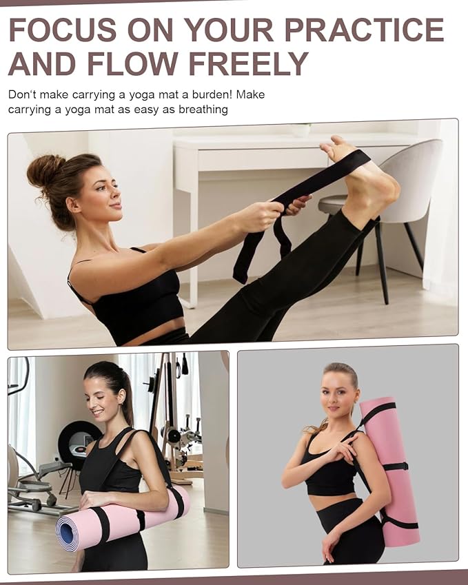 Yoga Mat Carrier, Premium Yoga Strap for Carrying Yoga Mats with Adjustable Hook and Loop Strap, Suitable for Carrying Most Sizes of Yoga Mats, Free Your Hands, Soft and Durable