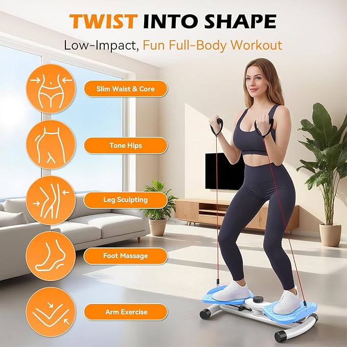 Twister, Adjustable Twisting Board for Women and Men, Home Gym Equipment Noiseless Twister, 330 lbs Load Capacity | Digital Display Tracks Time, Reps and Calories (Blue,Pink,Purple)