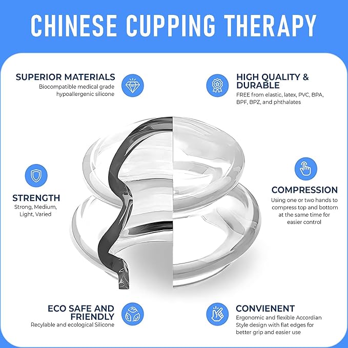 Silicone Cupping Therapy Set, Cupping Kit for Massage Therapy, Massage Cupping Cups for Household Cellulite Joint Pain Muscle Pain