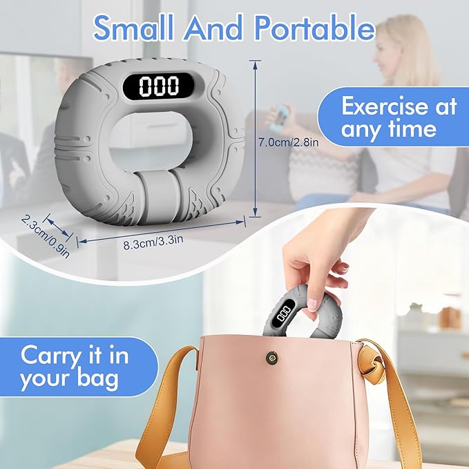 Upgraded Hand Grip Strength Tester Trainer, Rechargeable Digital Hand Dynamometer Grip Strengthener with LCD Display, Portable Finger Exerciser for Home Gym Office Sports Training