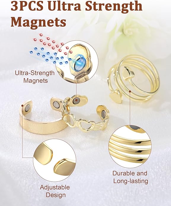 BioMag Copper Rings for Women, 99.99% Pure Copper Magnetic Rings Thumb Rings for Lymphatic Drainage, Adjustable Jewelry Gifts for Women