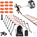 Premium Adjustable and Collapsible Hurdle and Agility Ladder Set for Athletes, Super Portable and Lightweight, with Cones and Parachute