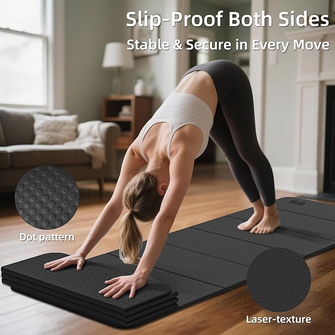 1/2 Inch Extra Thick Yoga Mat Pilates Equipment, 70"x24" Odorless Workout Mats for Home Gym, Non-slip Exercise Mats for Women Men Home Workout, Foldable Yoga Mats for Travel Camping Sleeping