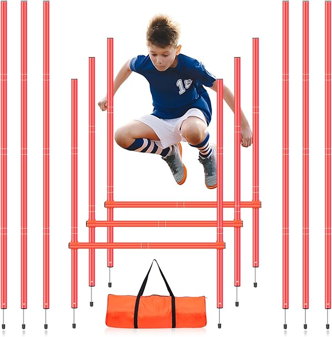 Soccer Agility Training Slalom Poles Adjustable Orange Agility Poles for Outdoor Agility Training Poles Equipment Applicable to Speed Physical Fitness Training Fitness Soccer & Basketball Training